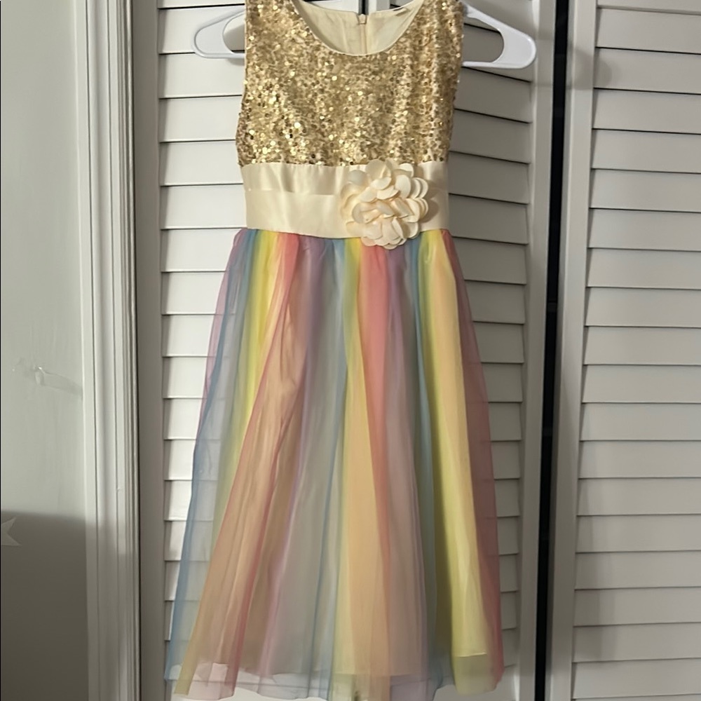 Gold Sequin Rainbow Dress for Kids